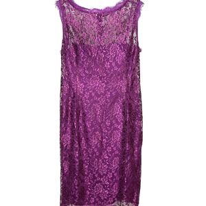 Simply Liliana Purple Lace Sleeveless Sheath Dress Size 8 Party Cocktail